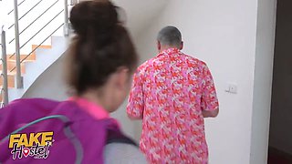Fake hostel - nice dark haired perceives enjoyed after hard rough bang