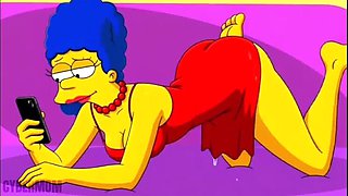 Busty Anime Housewife Cheats on Cuckold Husband - Hentai Cartoon Parody on Pink Couch