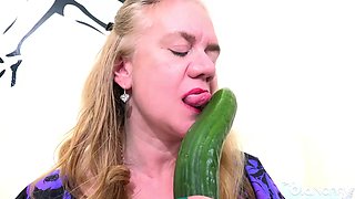 Exciting Mature Lily May Playing With Toys And Veggies
