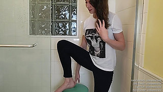 Having Fun in Shower with Messy Slime