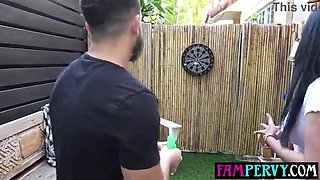 Crazy COUGAR stepaunt Anissa Kate frolicking darts on her stepnephews XXL spear