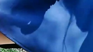 Asian amateur gives outdoor blowjob