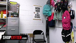Nerdy woman Breezy Bri gets dominated in the backroom for stealing from the wrong supermarket - shoplyfter