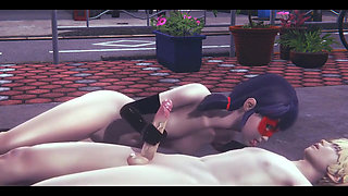 Miraculous Lady Bug - Lady Bug Handjob and Blowjob to Catnoir in the Street - Japanese Asian Manga Anime Game Porn