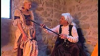 Masked Medieval Threesome with Big Tits Brunette & Huge Melons - Cum in Mouth & Blowjob