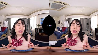 Charming Japanese teen temptress crazy VR scene