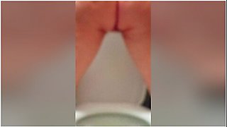 Hairy Milf Pisses In The Toilet With Her Fat Booty Spread And Wetting Pink Panties
