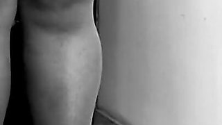 Silent Cinema and Black and White Vintage Girl Seducing You with Stockings, Dress and Heels