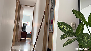 Maid with Huge Ass Cleans Apt Then Jerks Her Boss Part 2