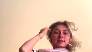 Blonde teen Sierras first erotic masturbation video