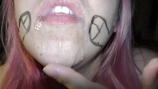 Dirty Cumslut Taste a Lot of Cum From Used Condoms - Milky Mari