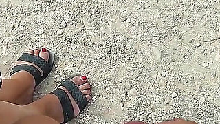 French MILF Blowjob Amateur on Nude Beach Public in Greece to Stranger with Cumshot - Misscreamy