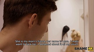 Shame4k. fantasy porno in the bathroom with old and spectacular blond and a guy