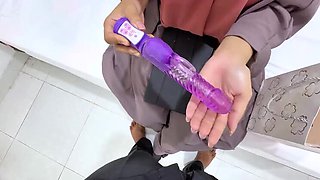 Hijab Wife Gets a Huge Dildo Surprise