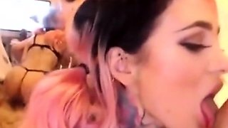 Tattooed Busty Amateurs Pleasing Big Cock on Webcam