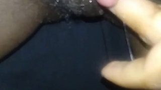 Close up Stroking My Big Clit Hairy Wet Pussy