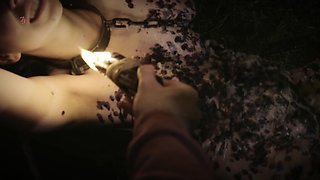 A Naked Witch in a Cage Gets to Feel Ice-cold Water and Hot Wax