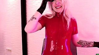 Latex slut solo anal masturbation