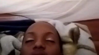 Ebony Horny Girl Masturbating with Her BF on Video Call, She Squirts