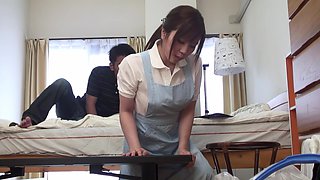 Japanese maid gets creampie from guest in hotel