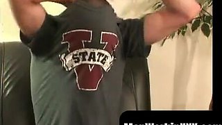 MenWorkinXXX.com - Slim amateur blows a load in his mitt after powerful solo onanism