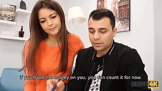 Watch this slutty Russian teen pay for her man's desires with her tight pussy