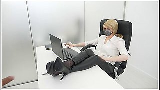 Deepthroated My Lady Boss Right On Her Office Desk And Came All Over Her Feet In Black Stockings