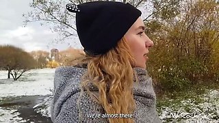 Russian Pickup: Nikolas Fucks Teen Blonde in Hallway with Big Ass & Natural Tits