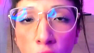 Petite Innocent in Glasses Loses Control: Squirt with Monstrous Dildo